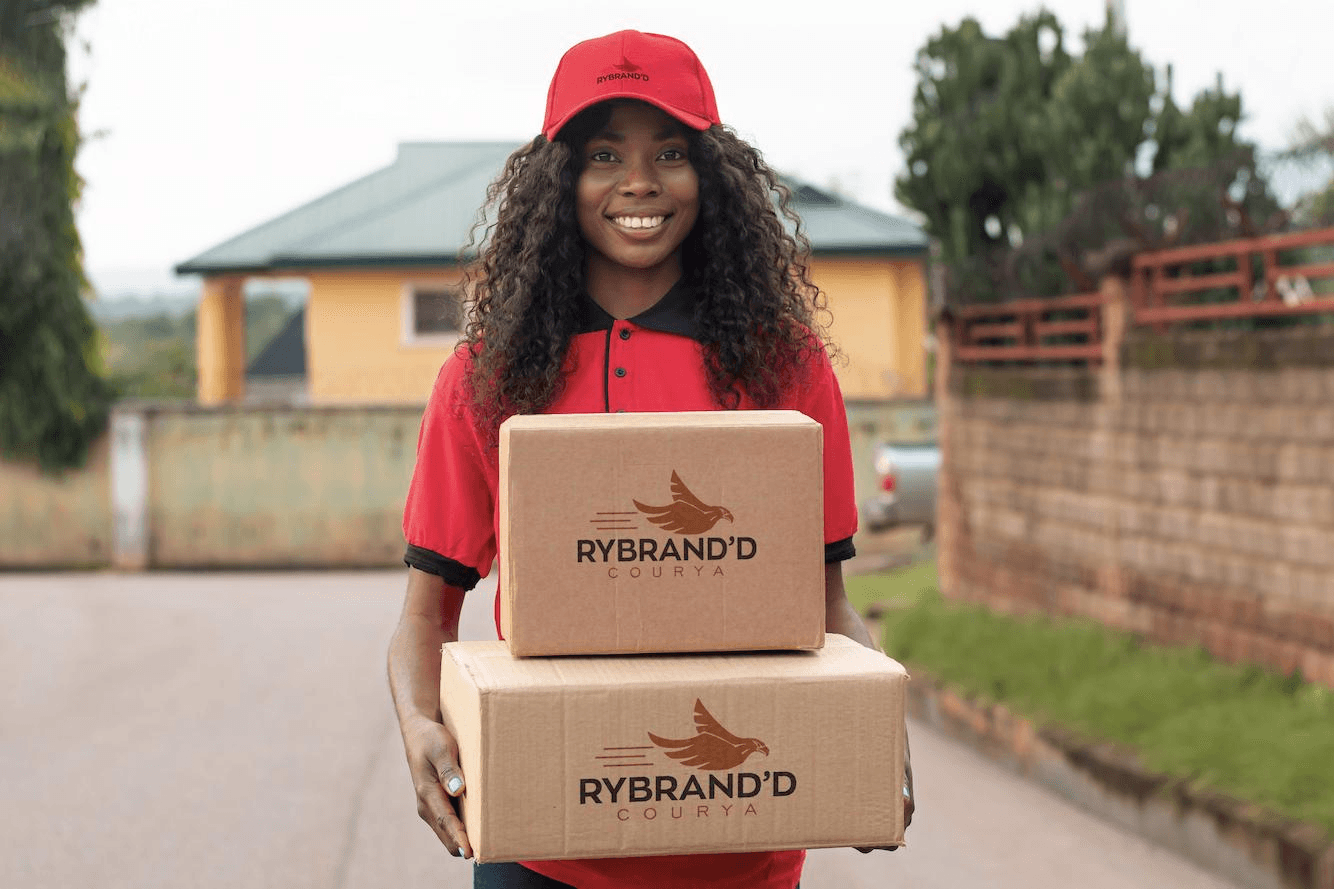 Courya delivery partner holding delivery boxes