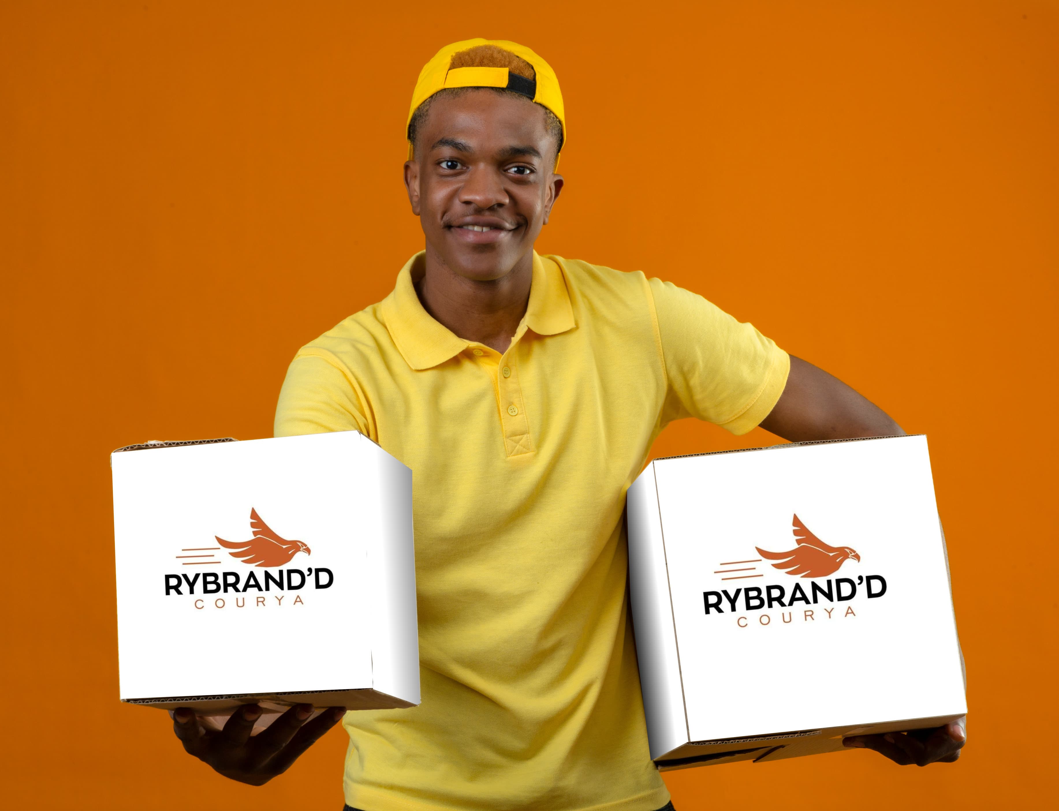 Courya delivery partner holding branded boxes